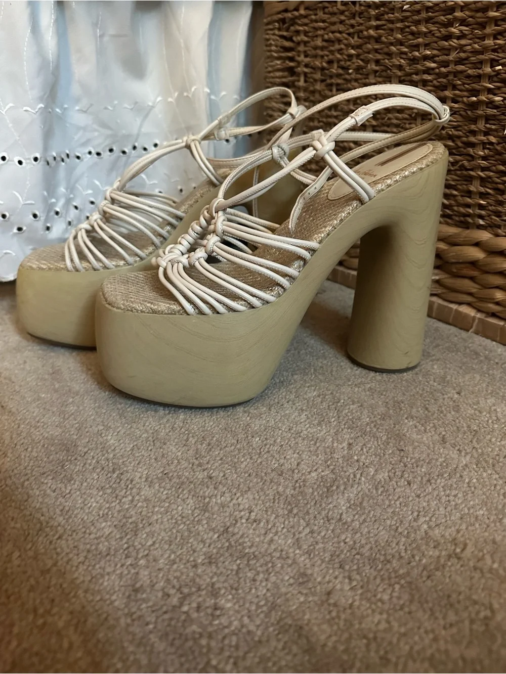 Sam Edelman Platform Woven Rope Sandals in Cream